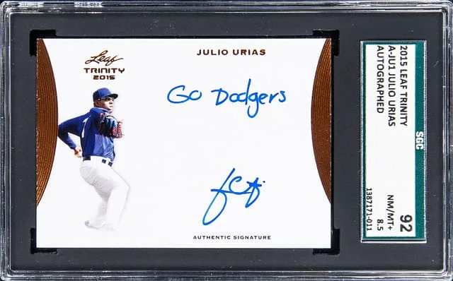 2015 Leaf Trinity Julio Urias Autograph #A-JU1 card image