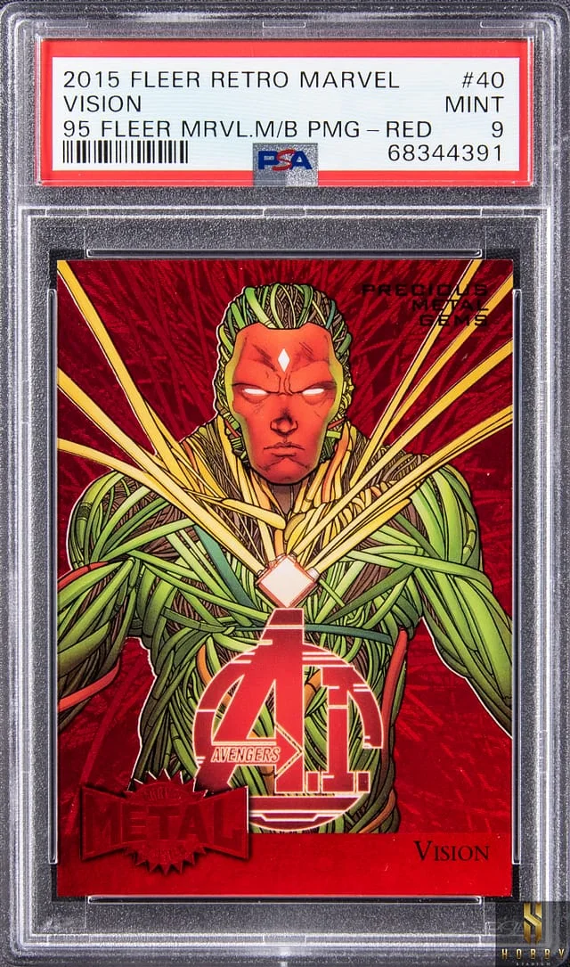 2015 Marvel Fleer Retro 1995 Fleer Marvel Metal Blaster Precious Metal Gems (PMG) Red Vision #40 card image