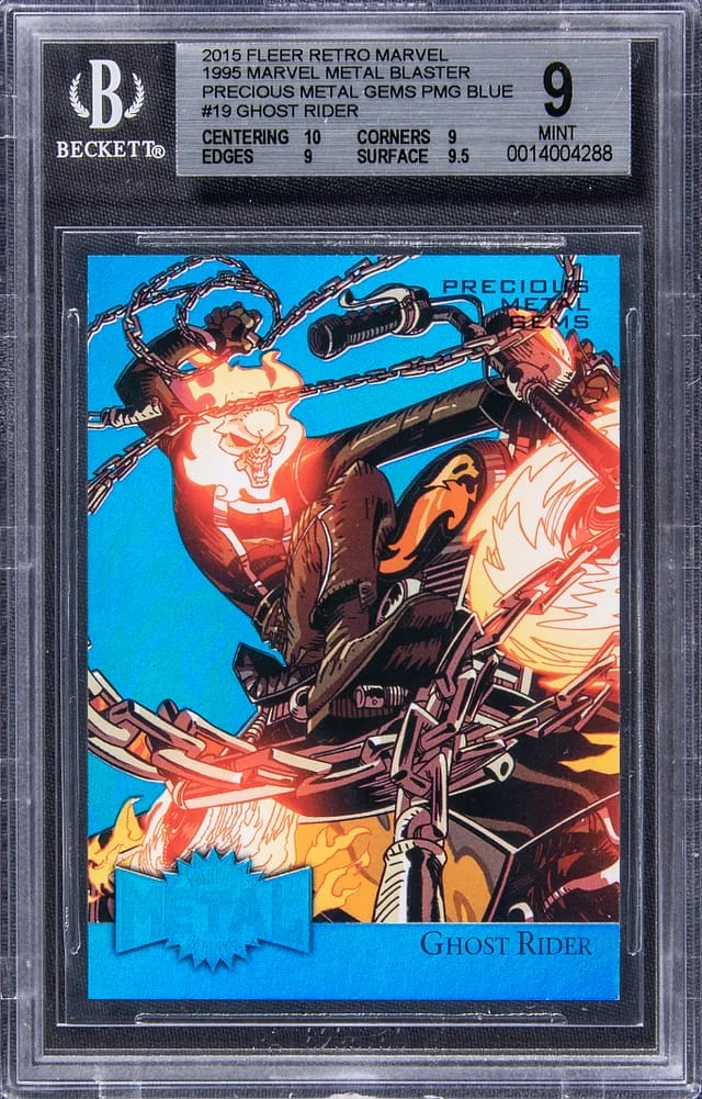 2015 Marvel Fleer Retro Precious Metal Gems Blue Ghost Rider #19 card image