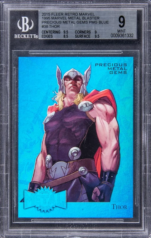2015 Marvel Fleer Retro Precious Metal Gems Blue (PMG) Thor #38 card image