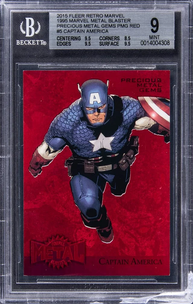 2015 Marvel Fleer Retro Precious Metal Gems Red Captain America #5 card image