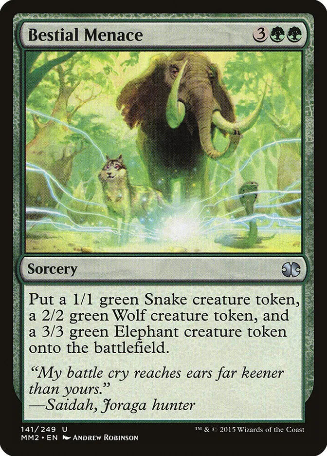 2015 Modern Masters 2015 Bestial Menace uncommon #141 unlisted card image