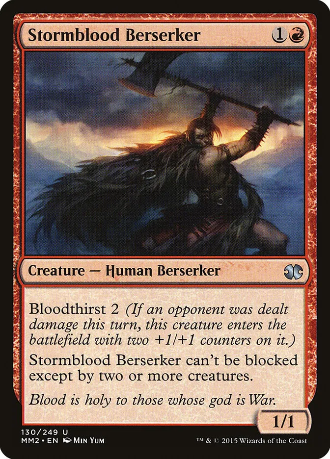 2015 Modern Masters 2015 Stormblood Berserker uncommon #130 unlisted card image