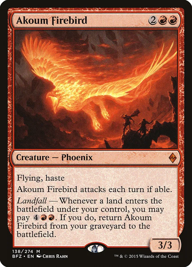 2015 Battle for Zendikar Akoum Firebird #138 mythic card image