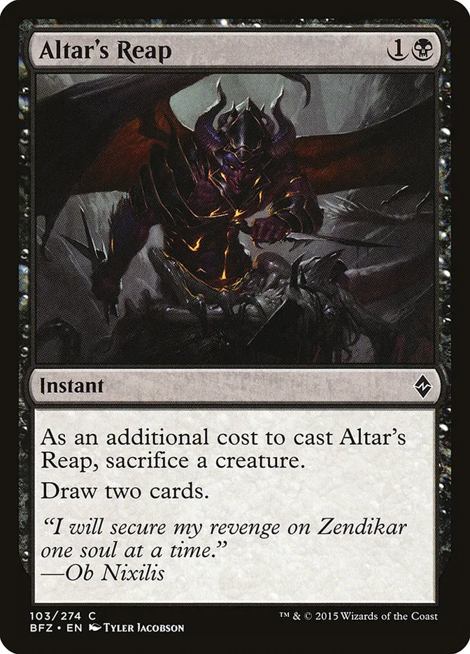 2015 Battle for Zendikar Altar's Reap #103 common card image