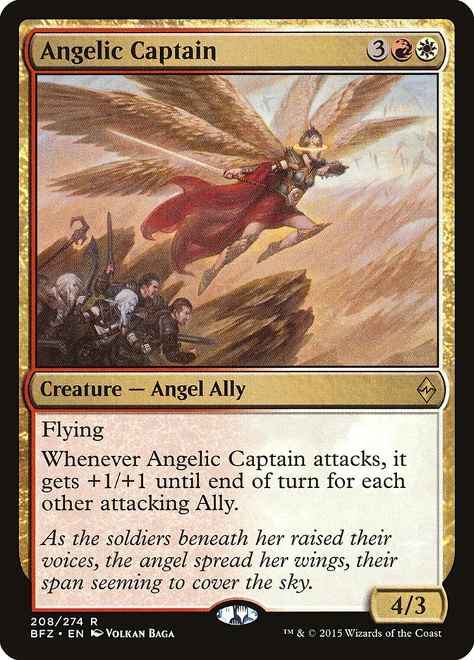 2015 Battle for Zendikar Angelic Captain #208 rare card image