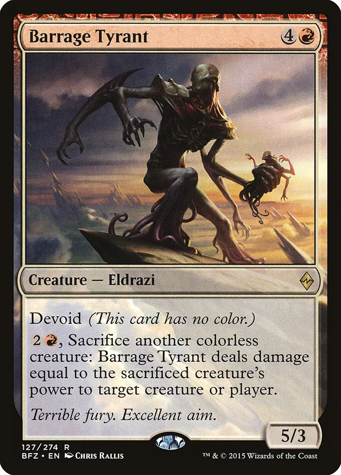 2015 Battle for Zendikar Barrage Tyrant #127 rare card image