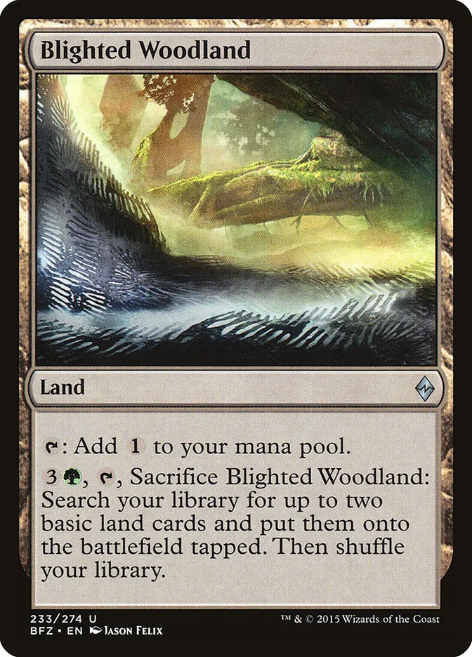 2015 Battle for Zendikar Blighted Woodland #233 uncommon card image