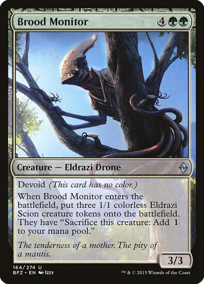 2015 Battle for Zendikar Brood Monitor #164 uncommon card image