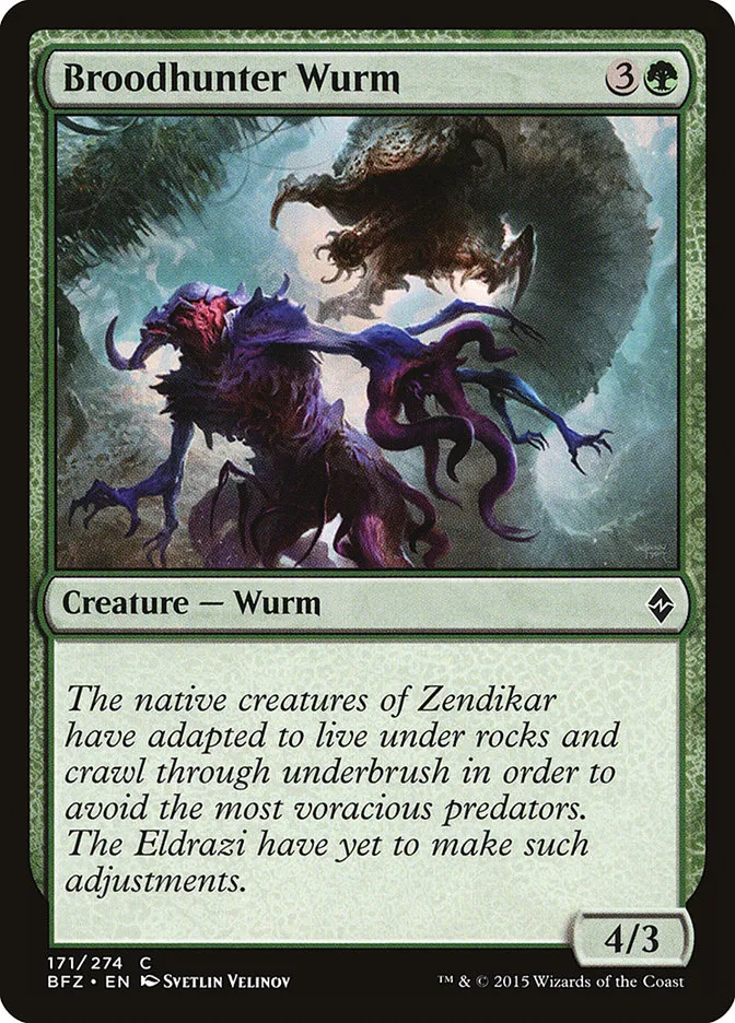 2015 Battle for Zendikar Broodhunter Wurm #171 common card image
