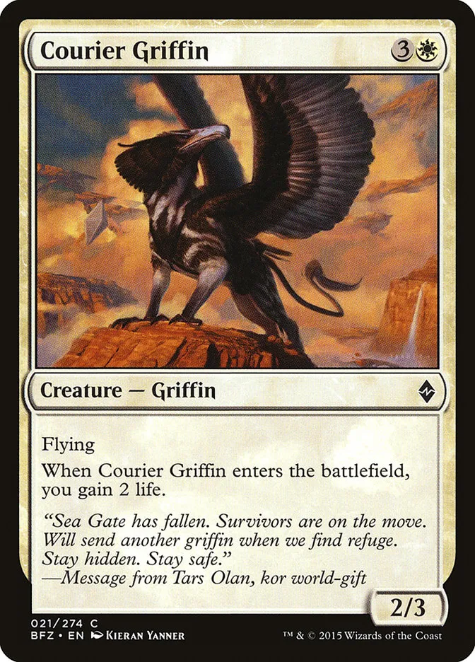 2015 Battle for Zendikar Courier Griffin common #21 common card image