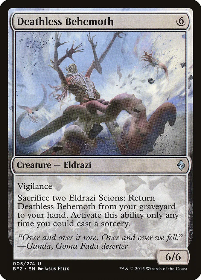 2015 Battle for Zendikar Deathless Behemoth uncommon #5 uncommon card image