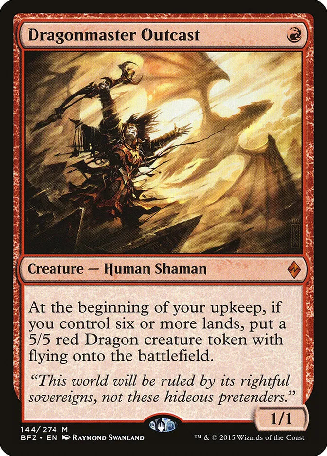 2015 Battle for Zendikar Dragonmaster Outcast #144 mythic card image