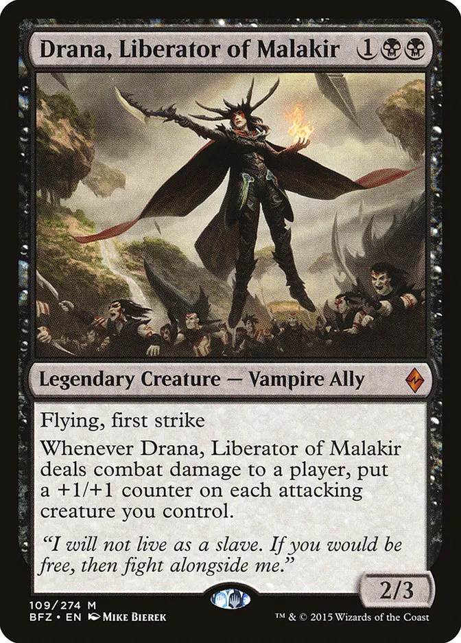 2015 Battle for Zendikar Drana, Liberator of Malakir [Foil] mythic #109 mythic card image