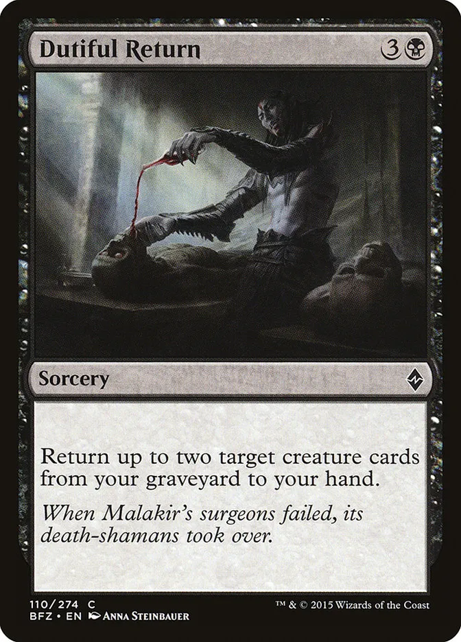 2015 Battle for Zendikar Dutiful Return common #110 common card image