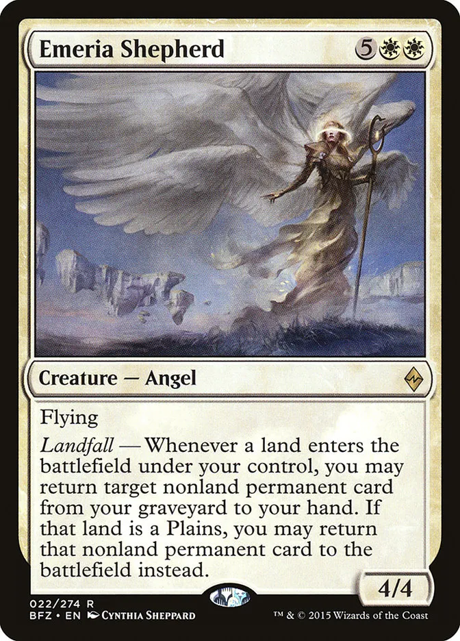 2015 Battle for Zendikar Emeria Shepherd rare #22 rare card image