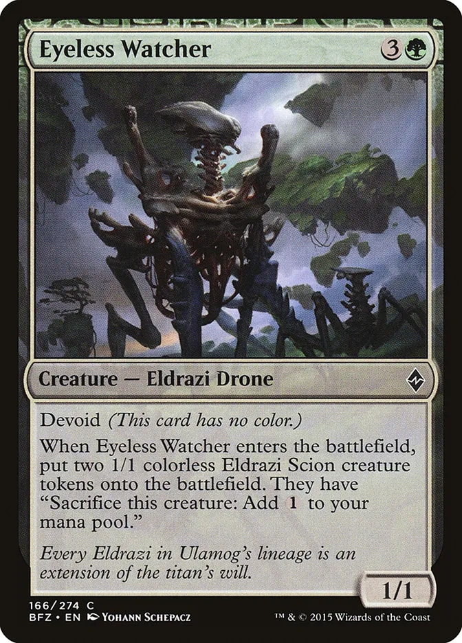 2015 Battle for Zendikar Eyeless Watcher common #166 common card image