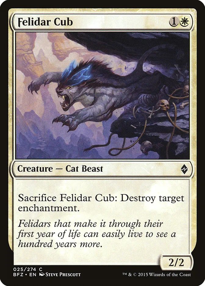 2015 Battle for Zendikar Felidar Cub common #25 common card image