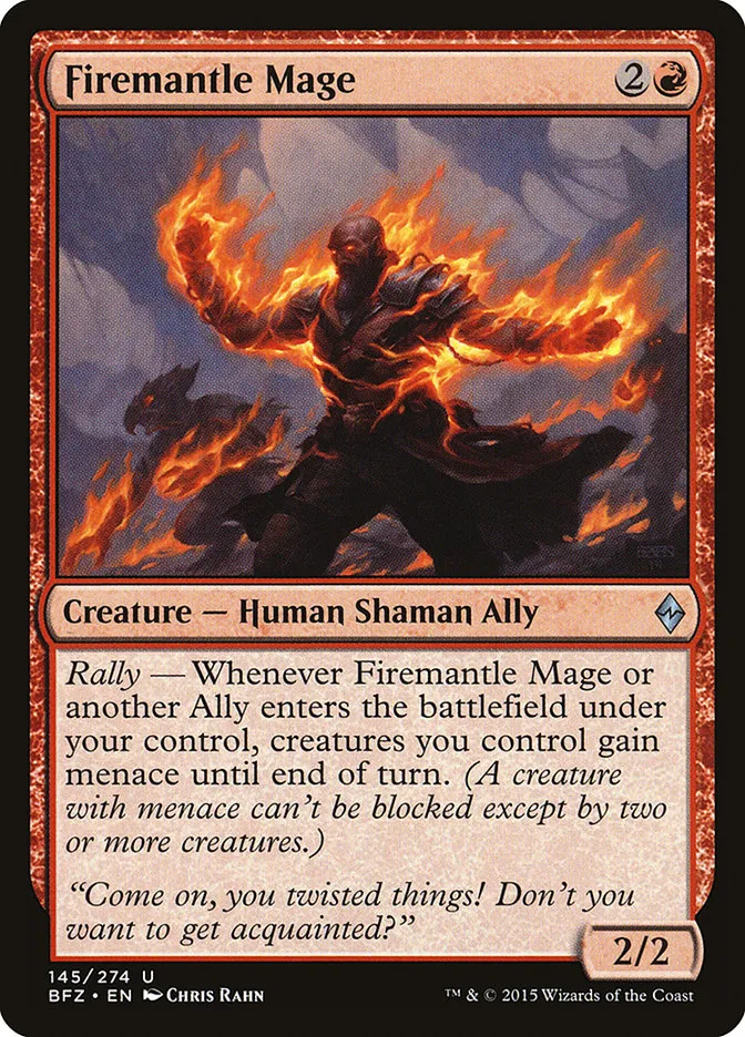 2015 Battle for Zendikar Firemantle Mage #145 uncommon card image