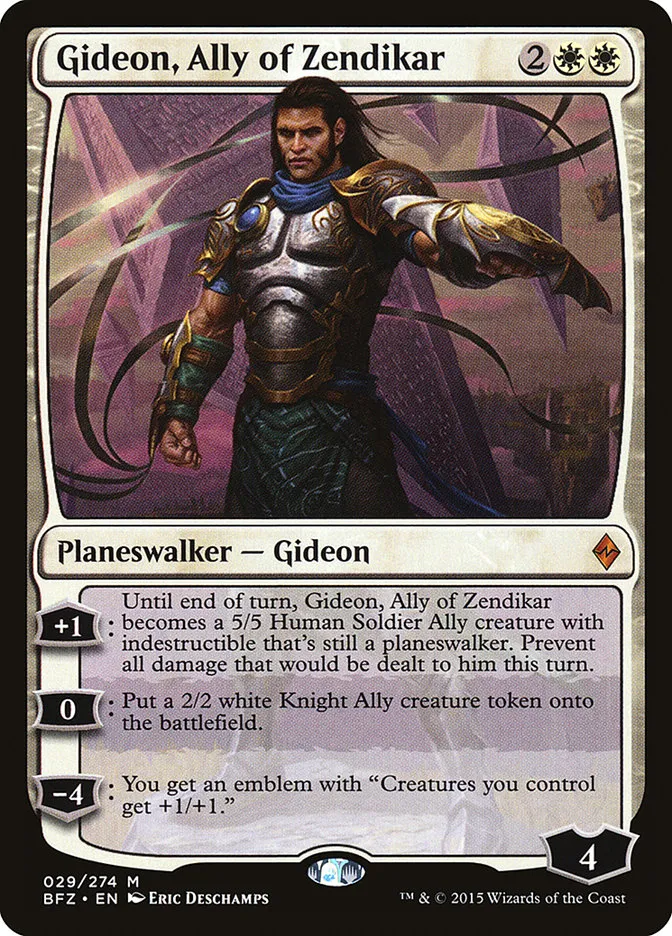 2015 Battle for Zendikar Gideon, Ally of Zendikar mythic #29 mythic card image