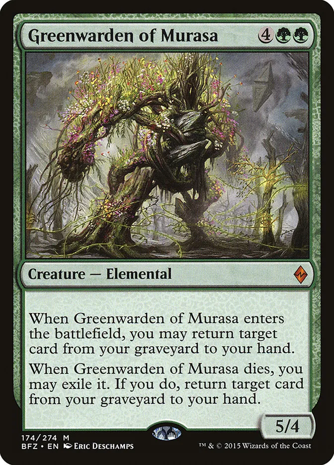 2015 Battle for Zendikar Greenwarden of Murasa #174 mythic card image