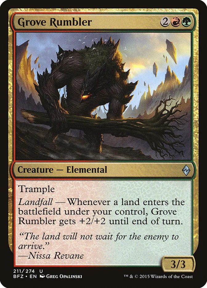 2015 Battle for Zendikar Grove Rumbler #211 uncommon card image