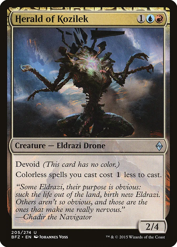 2015 Battle for Zendikar Herald of Kozilek #205 uncommon card image