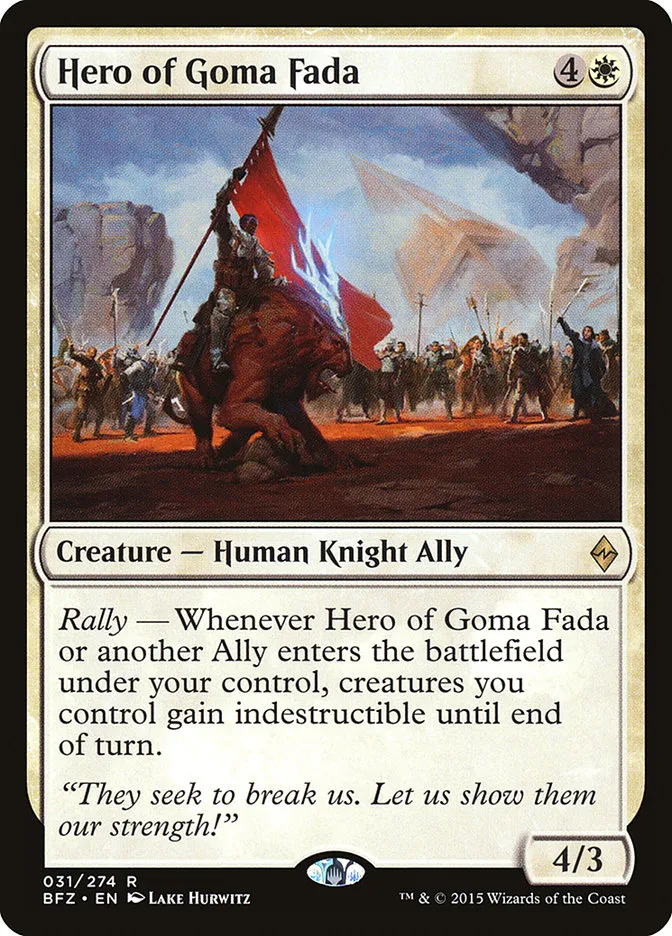 2015 Battle for Zendikar Hero of Goma Fada rare #31 rare card image