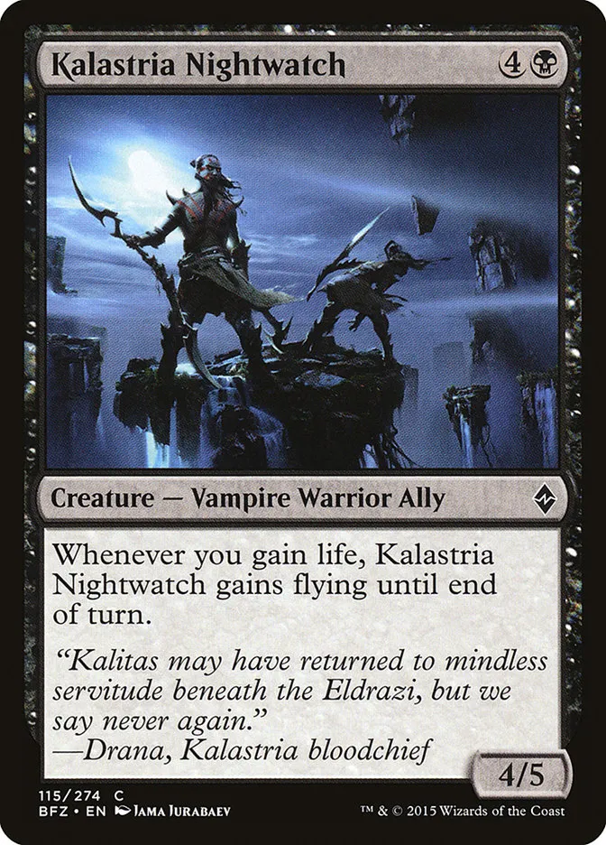 2015 Battle for Zendikar Kalastria Nightwatch #115 common card image