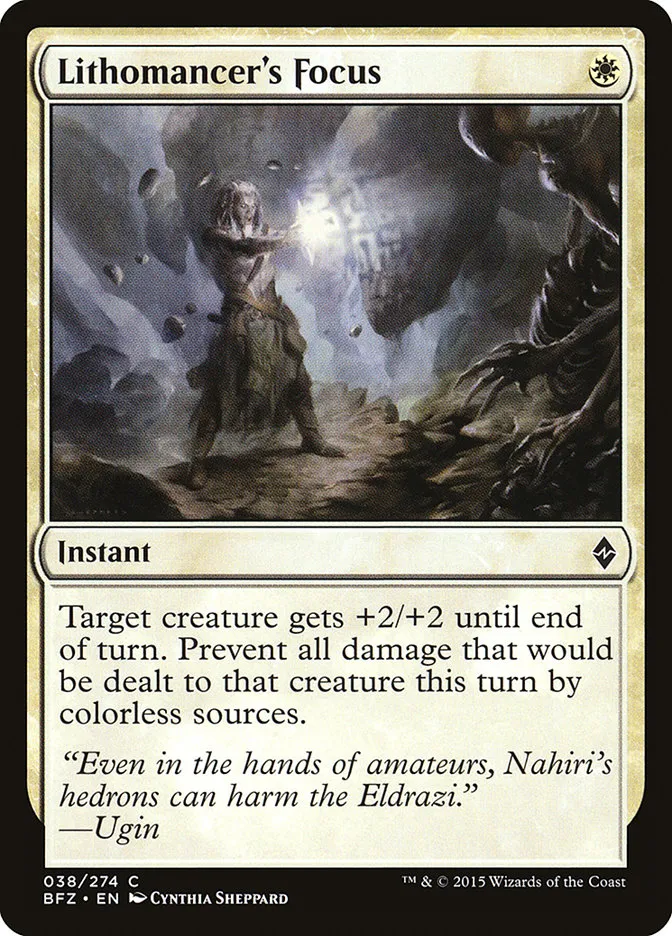 2015 Battle for Zendikar Lithomancer's Focus common #38 common card image