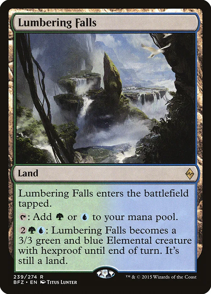 2015 Battle for Zendikar Lumbering Falls #239 rare card image