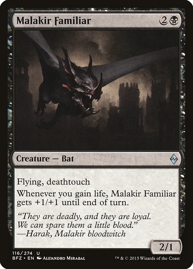 2015 Battle for Zendikar Malakir Familiar #116 uncommon card image