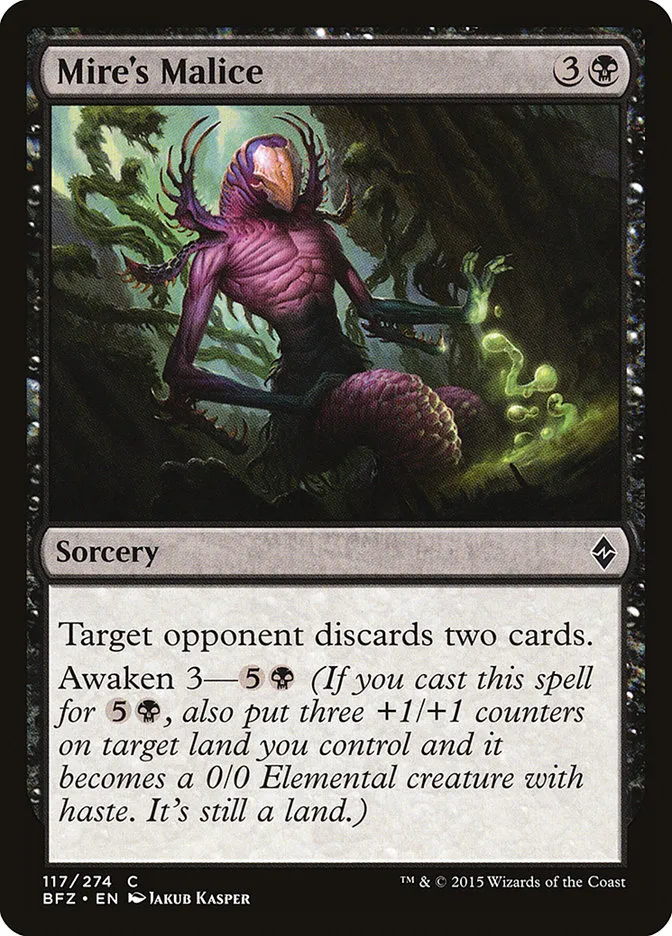 2015 Battle for Zendikar Mire's Malice #117 common card image