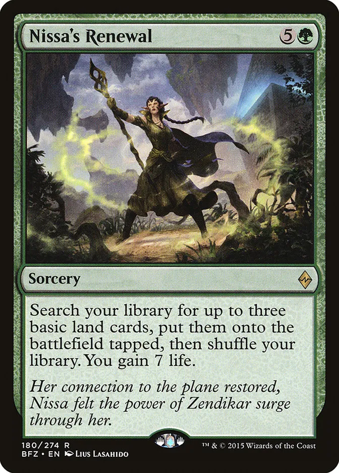 2015 Battle for Zendikar Nissa's Renewal #180 rare card image