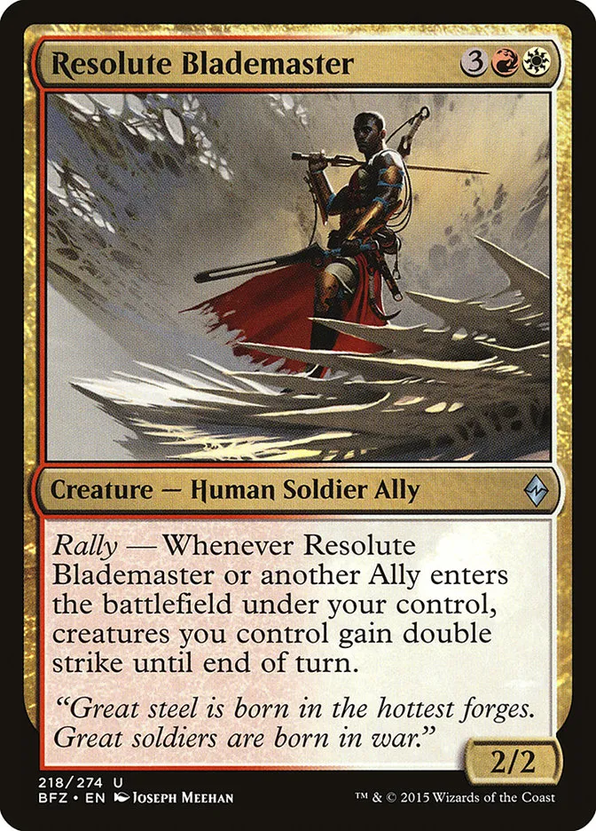 2015 Battle for Zendikar Resolute Blademaster #218 uncommon card image