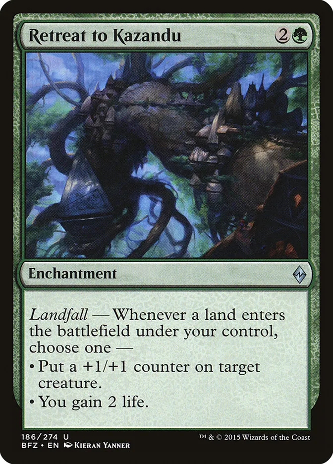 2015 Battle for Zendikar Retreat to Kazandu #186 uncommon card image
