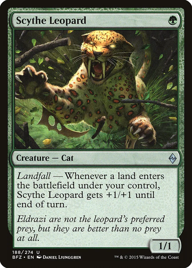2015 Battle for Zendikar Scythe Leopard #188 uncommon card image