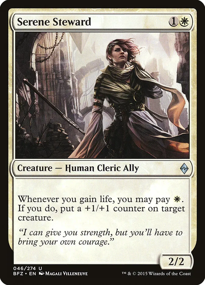 2015 Battle for Zendikar Serene Steward uncommon #46 uncommon card image