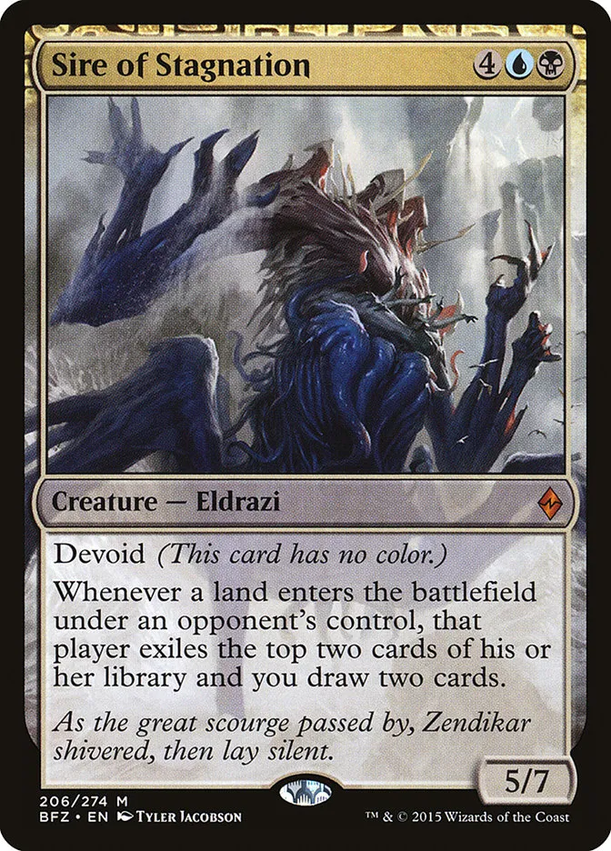 2015 Battle for Zendikar Sire of Stagnation #206 mythic card image