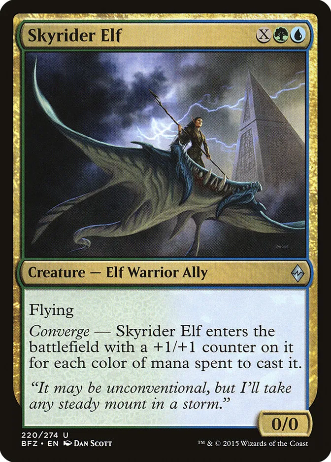 2015 Battle for Zendikar Skyrider Elf #220 uncommon card image