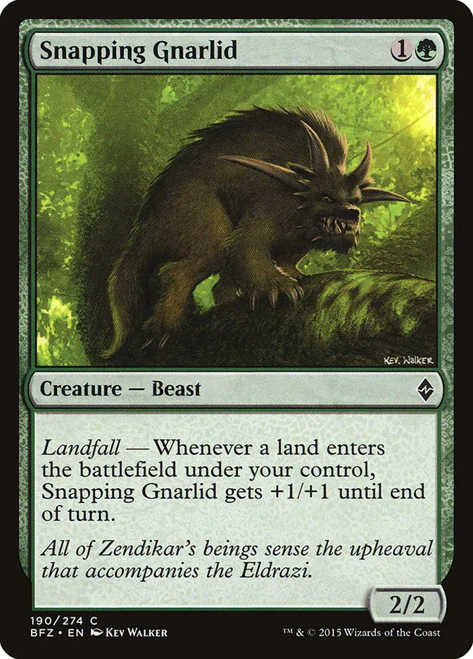 2015 Battle for Zendikar Snapping Gnarlid #190 common card image