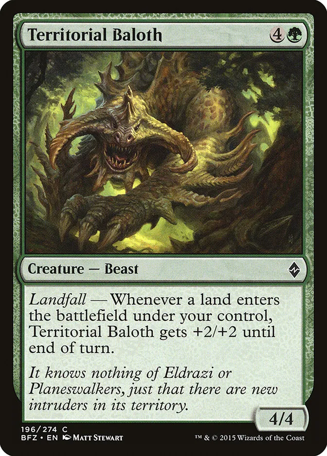 2015 Battle for Zendikar Territorial Baloth #196 common card image