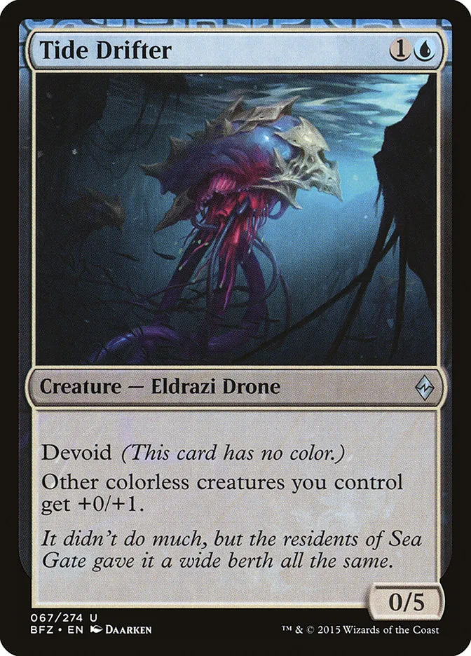 2015 Battle for Zendikar Tide Drifter #67 uncommon card image