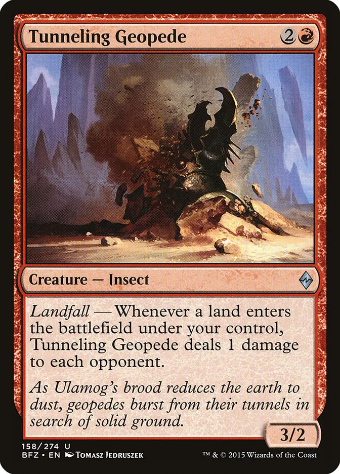 2015 Battle for Zendikar Tunneling Geopede #158 uncommon card image