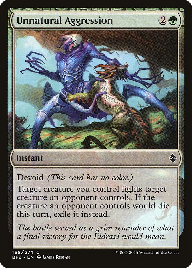 2015 Battle for Zendikar Unnatural Aggression #168 common card image