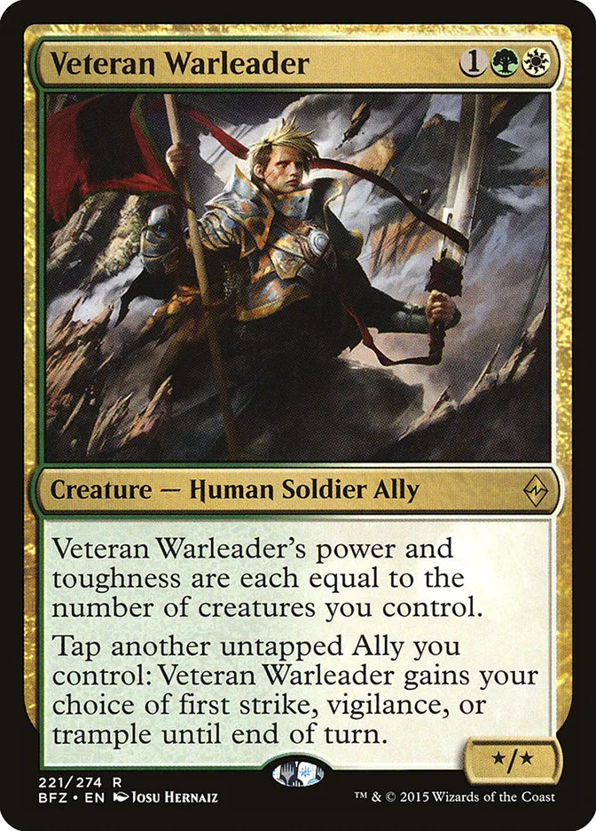 2015 Battle for Zendikar Veteran Warleader #221 rare card image