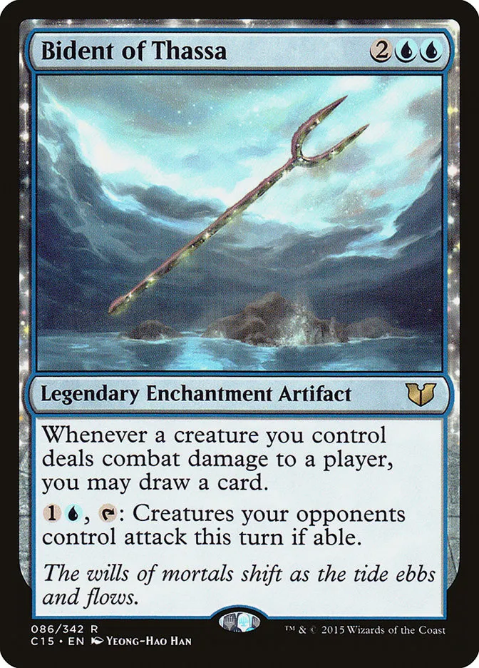 2015 Commander 2015 Bident of Thassa rare #86 rare card image