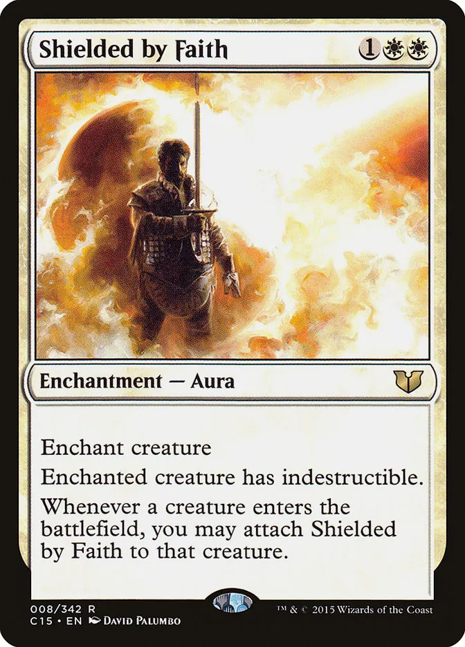 2015 Commander 2015 Shielded by Faith rare #8 rare card image