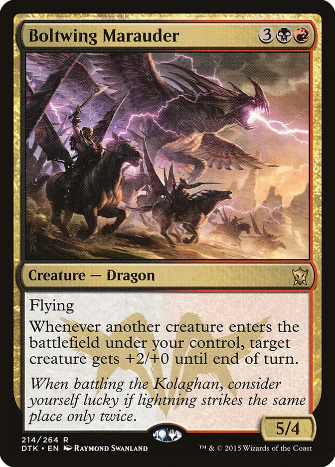 2015 Dragons of Tarkir Boltwing Marauder rare #214 rare card image