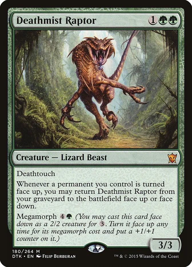 2015 Dragons of Tarkir Deathmist Raptor #180 mythic card image